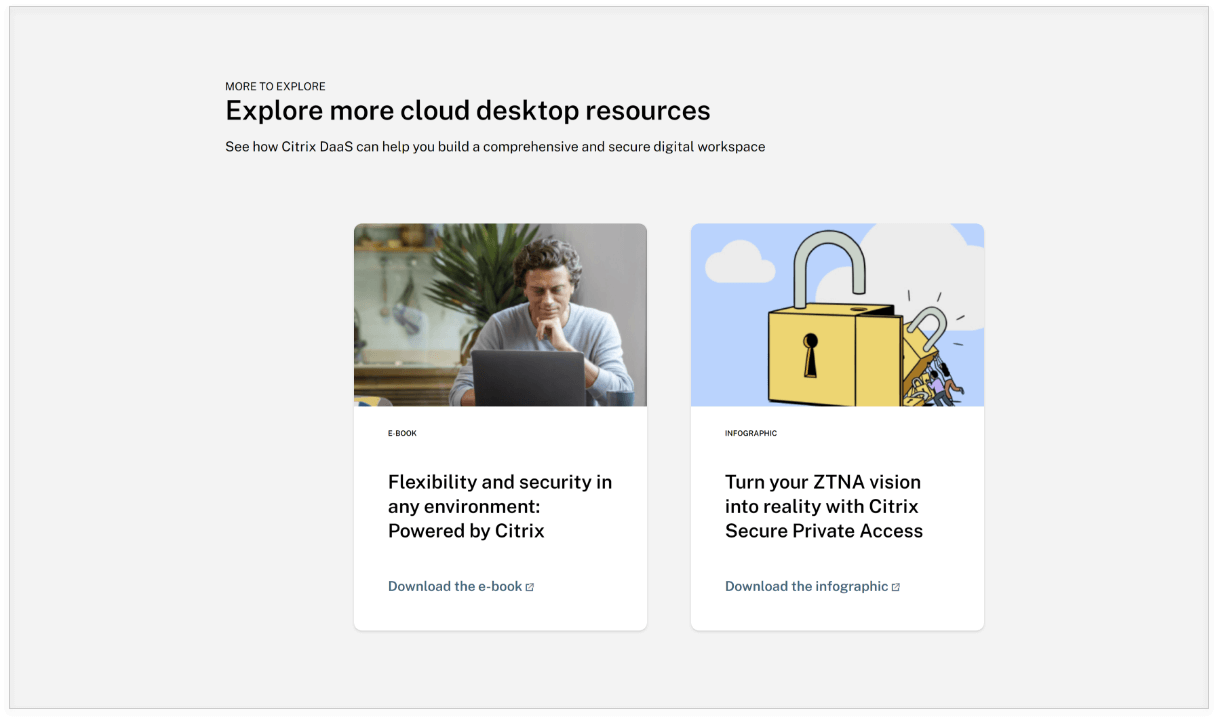 Card multi-CTA screenshot example