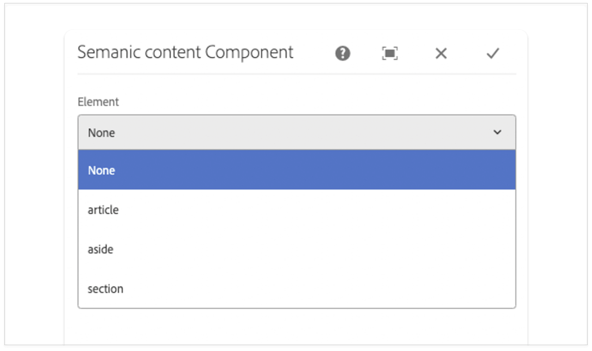 Semantic content options screenshot example