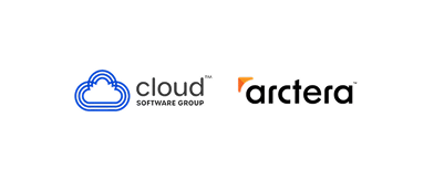 Cloud Software Group and Arctera corporate logos displayed side-by-side on a white background.